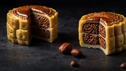 Delicious traditional Mid autumn dessert arrangement moon cake