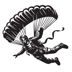 Skydiver with Parachute Silhouette