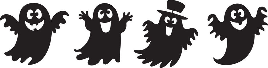 ghost silhouette vector, spooky halloween icons, scary ghost art, haunted design clipart, halloween character svg, monster shape artwork, creepy ghost outline, black horror graphic, fright spooky illu
