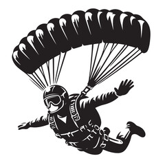 Skydiver with Parachute Silhouette