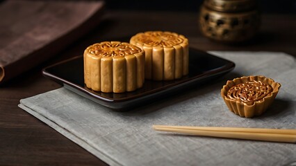 Delicious traditional Mid autumn dessert arrangement moon cake