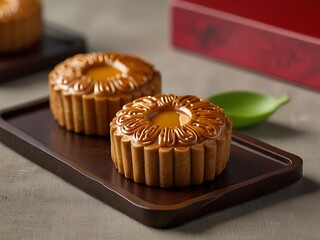 Delicious traditional Mid autumn dessert arrangement moon cake