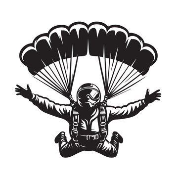 Skydiver with Parachute Silhouette