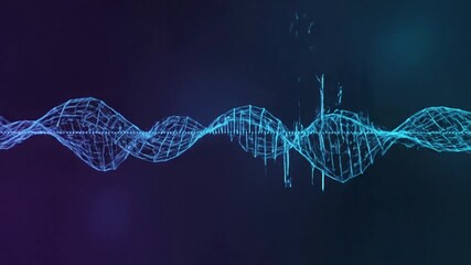 Abstract futuristic blue digital wave representing DNA big data or soundwave technology on a dark background Science and innovation concept - Powered by Adobe