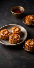 Delicious traditional Mid autumn dessert arrangement moon cake
