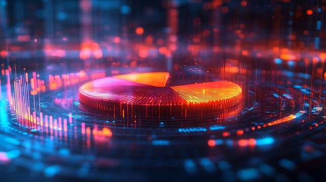 Futuristic digital data ring with neon glow and circuitry