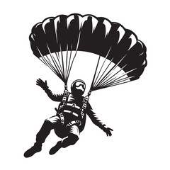 Skydiver with Parachute Silhouette