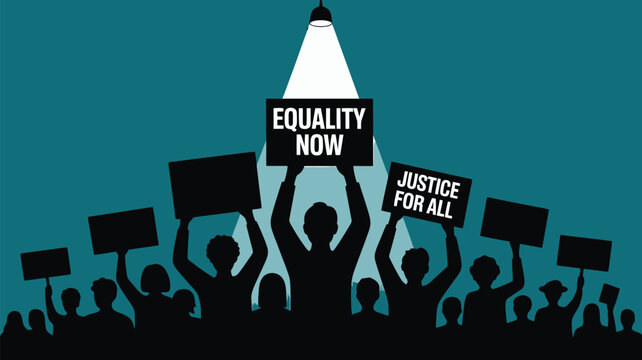 Passionate crowd demanding equality now and justice for all in a vibrant protest with powerful signage and strong messages of solidarity