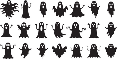 ghost silhouette vector, spooky halloween design, scary ghost clipart, haunted night illustration, black ghost art, halloween scary svg, ghostly shape graphic, creepy monster artwork, halloween horror