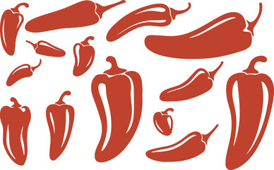 Chili Pepper Vector, Red Chili Illustration, Vegetable Clipart Pack, Spicy Food Icon, Hot Pepper Artwork, Culinary Design Vector, Kitchen Ingredient Symbol, Cooking Illustration Set, Food Decoration A