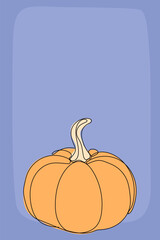 Line Art Pumpkin. Happy Halloween Holiday Greeting Card Element. Autumn Thanksgiving Party Mascot Contour. Seasonal Vegetable Food Icon. One Continuous Outline Drawing Modern Design. Halloween Decor	
