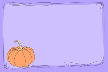 Line Art Pumpkin. Happy Halloween Holiday Greeting Card Element. Autumn Thanksgiving Party Mascot Contour. Seasonal Vegetable Food Icon. One Continuous Outline Drawing Modern Design. Halloween Decor	

