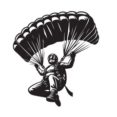 Skydiver with Parachute Silhouette