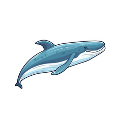 Simple flat color vector illustration of a whale in a clean modern style perfect for educational or decorative use