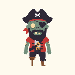 Cartoon Zombie Pirate Character For Halloween Celebrations With Unique Fashion Style