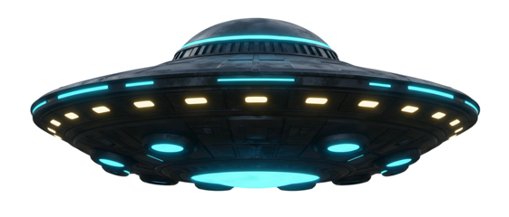 UFO Spaceship. Isolated on transparent background, png