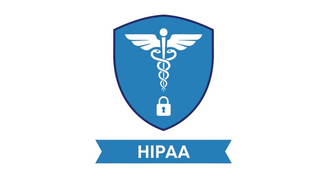 hipaa compliance ensuring health data security with a shield caduceus and padlock symbolizes privacy ideal for healthcare and legal blogs.
