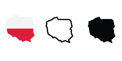 Poland Map Vector Icon, Thick Black Outline Silhouette, Simplified Country Border, and Europe Geography Symbol, colored map icon © Nida
