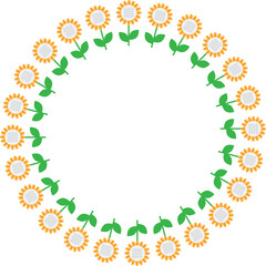 해바라기 꽃 원형 테두리 프레임