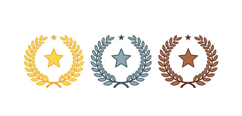 gold silver bronze awards laurel wreath and star medals honoring top achievements suitable for corporate success  recognition programs