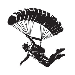 Skydiver with Parachute Silhouette