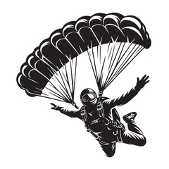 Skydiver with Parachute Silhouette