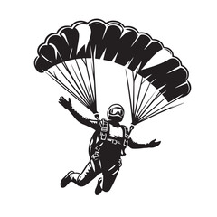 Skydiver with Parachute Silhouette