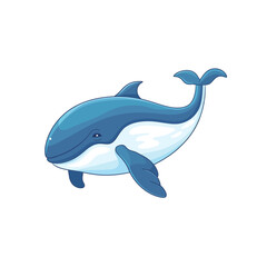Simple flat color vector illustration of a whale perfect for marine themes and ocean themed designs