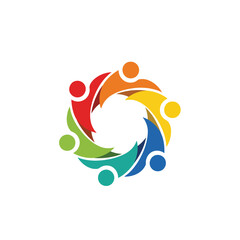 Vector art of a colorful group of people holding hands in a circle, symbolizing unity and collaboration