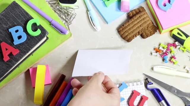 Creative and vivid array of school supplies emphasizing learning and preparation for the school year
