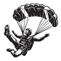 Skydiver with Parachute Silhouette