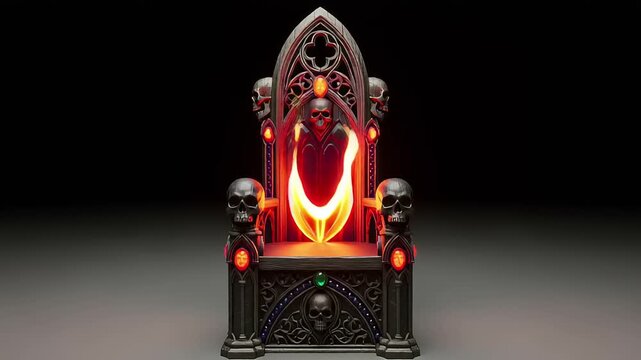 Eerie Throne of Skulls and Fire - A Dark Fantasy Visual.
