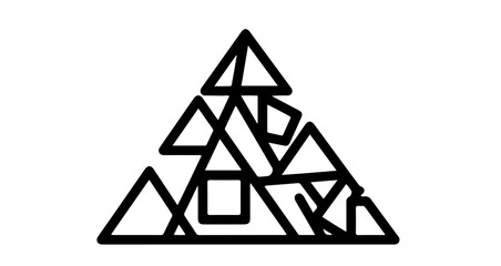 Abstract geometric triangle shape, created from smaller triangles and rectangles