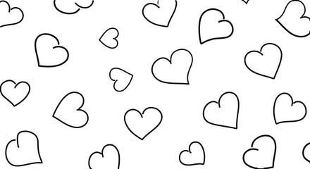 Seamless pattern with hand drawn hearts for valentines day design