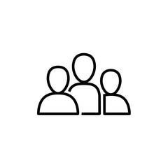 Group of people depicted in simple line drawing icon style. Group of people outline on white background with smooth lines, symbolizing unity and collaboration.