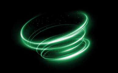 Green, spiral, light, glow, swirl — bright green spiral PNG with transparent background. PNG Overlay ideal for fantasy, energy motion, and luminous abstract.