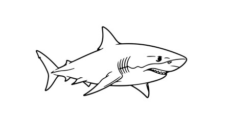 Obraz premium Illustration of a great white shark, showcasing its powerful and fearsome nature