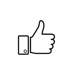 Thumbs up approval gesture isolated on white, simple icon. Thumbs up action represents positive feedback, like button, and agreement symbol.