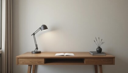 Inspiring workspace with modern desk lamp ready for your ideas