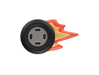 fire wheel icon 3d illustration render