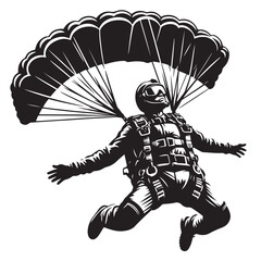 Skydiver with Parachute Silhouette