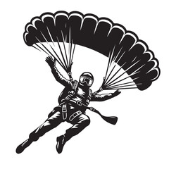 Skydiver with Parachute Silhouette