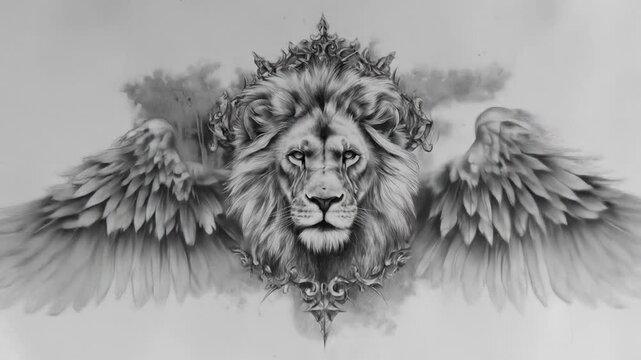Lion with wings illustration symbolism and artistic expression