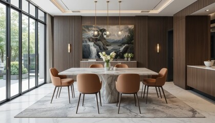 Elegant modern dining room for luxurious living and stylish dinners