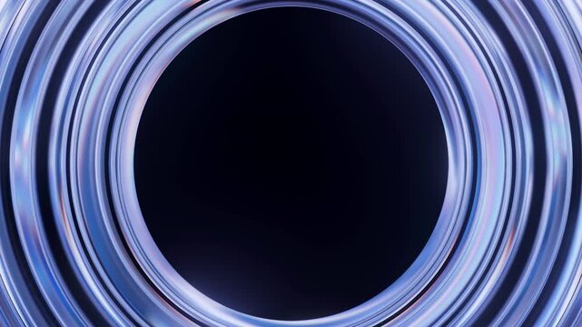 An abstract, futuristic background featuring iridescent, holographic rings forming a circular frame with a dark central copy space. Evokes themes of technology, digital art, and modern design.