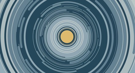 Abstract concentric circles with a central yellow dot.