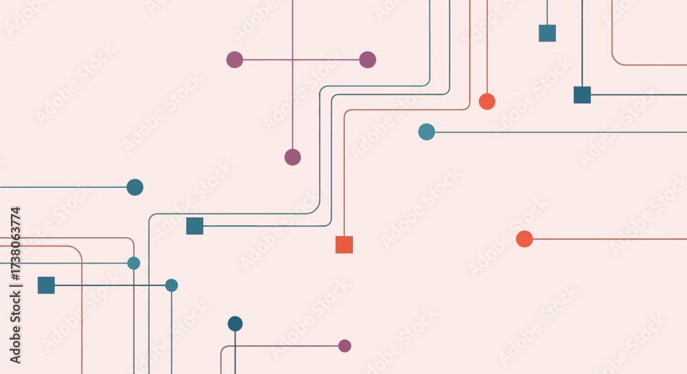 Wall mural abstract network of interconnected lines and nodes representing data flow and communication.