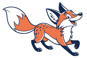 Animated Fox Running With Orange, White, and Blue Colors