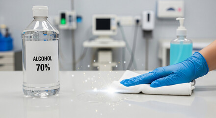 Obraz premium Rubbing Alcohol Used for Cleaning Demonstrating Effectiveness in Maintaining Safe and Germ Free Environments