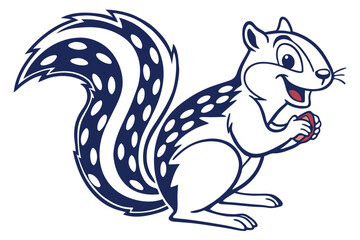 Animated Squirrel with Navy Blue Details Holding Small Rugby Ball Smiling